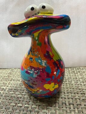 Colorful Splatter Ceramic Frog with Playful Eyes